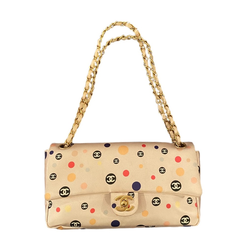 Chanel satin logo flap bag